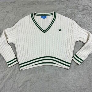Retro Cricket Cableknit Sweater Womens XXL Pickleball Preppy Academia Tennis 90s